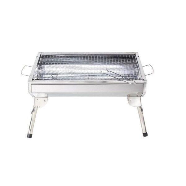 Portable Stainless Steel Barbecue Grill with Stand- Silver