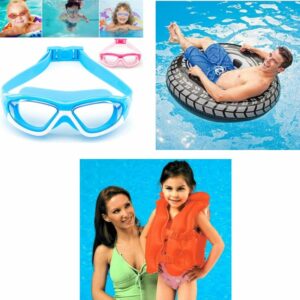 Children's' Swimming Googles + Intex Floater Tube + Intex Wet Swim Vest