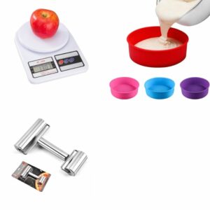 Electronic Kitchen Scale + Silicon Cake Mold + Stainless steel rolling pin