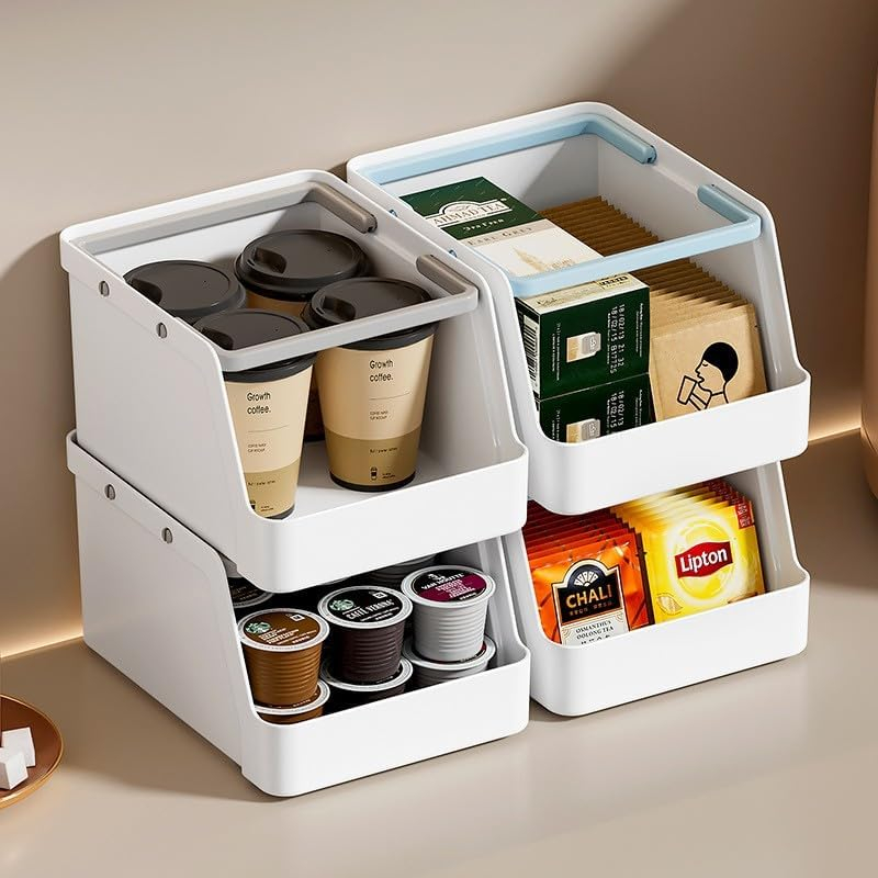 Veckle under shelf basket, veckle 4 pack stackable under cabinet storage  space saving hanging basket easy